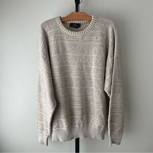 Vintage Sears Grandpa Dad Knit Pullover Sweater Cream Mens Large